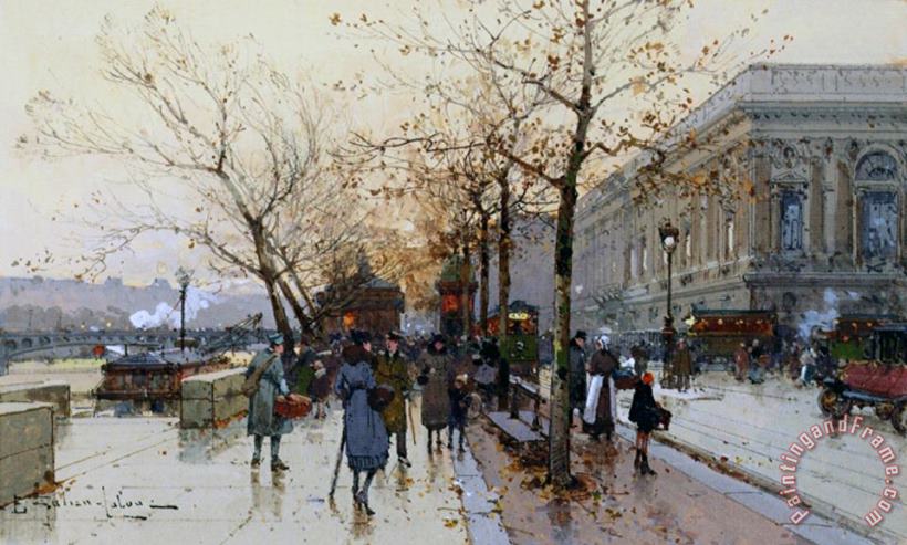 Eugene Galien-Laloue Near The Louvre Paris Art Painting