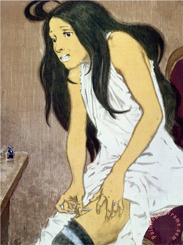 Eugene Grasset A Drug Addict Injecting Herself Early 20th Century Art Print