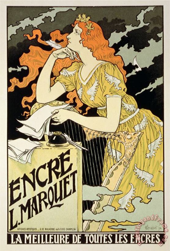 Eugene Grasset Reproduction of a Poster Advertising Marquet Ink 1892 Art Painting