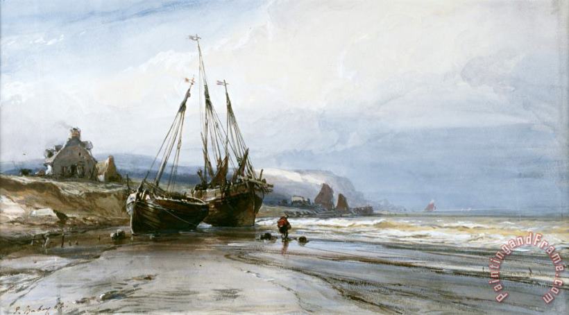 Fishing Boats painting - Eugene Isabey Fishing Boats Art Print