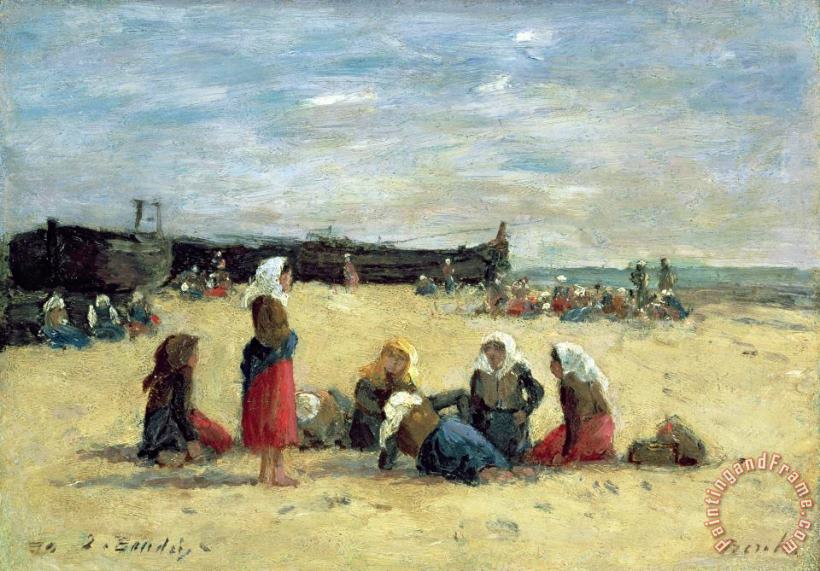 Berck - Fisherwomen on the Beach painting - Eugene Louis Boudin Berck - Fisherwomen on the Beach Art Print