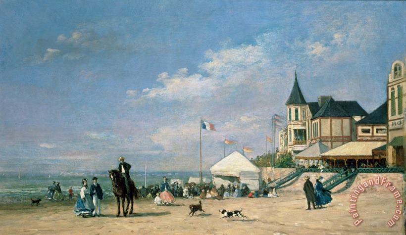 The Beach at Trouville painting - Eugene Louis Boudin The Beach at Trouville Art Print
