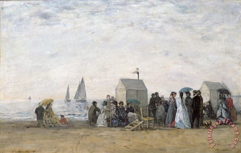The Beach at Trouville painting - Eugene Louis Boudin The Beach at Trouville Art Print