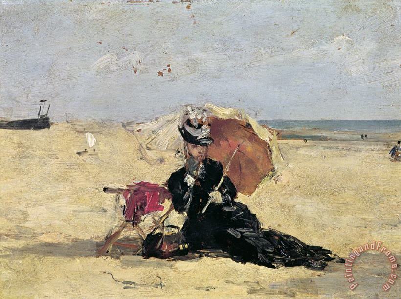 Eugene Louis Boudin Woman with a Parasol on the Beach Art Print