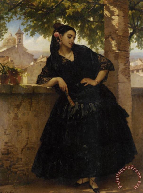 Eugene Pierre Francois Giraud The Spanish Beauty with Fan Art Print