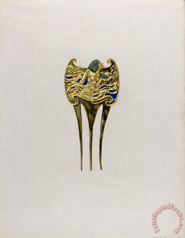 Eugene Samuel Grasset Design for a Nymph Comb Art Painting