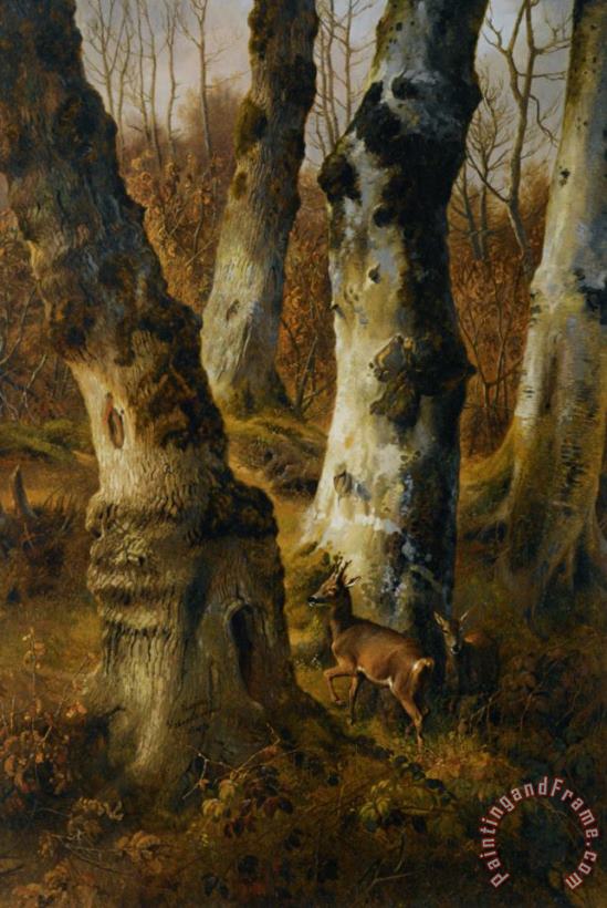 Deer in a Wood painting - Eugene Verboeckhoven Deer in a Wood Art Print