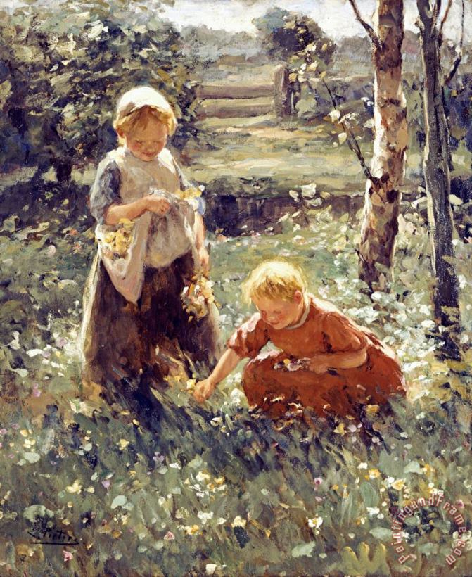 Children in a Field painting - Evert Pieters Children in a Field Art Print