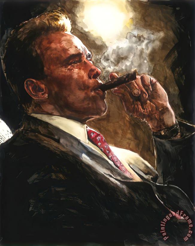 Fabian Perez Arnold Schwarzenegger (watercolor), 2020 Art Painting
