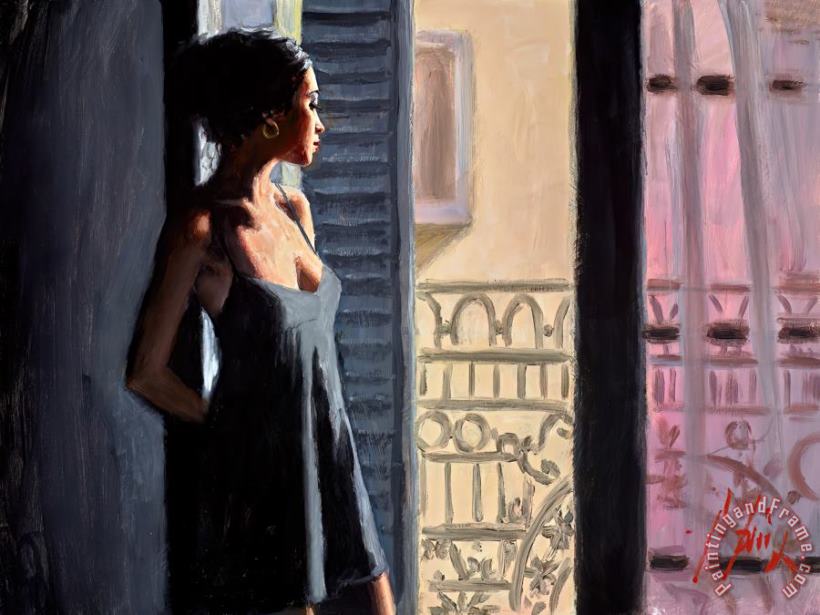 Balcony at Buenos Aires X (black) painting - Fabian Perez Balcony at Buenos Aires X (black) Art Print