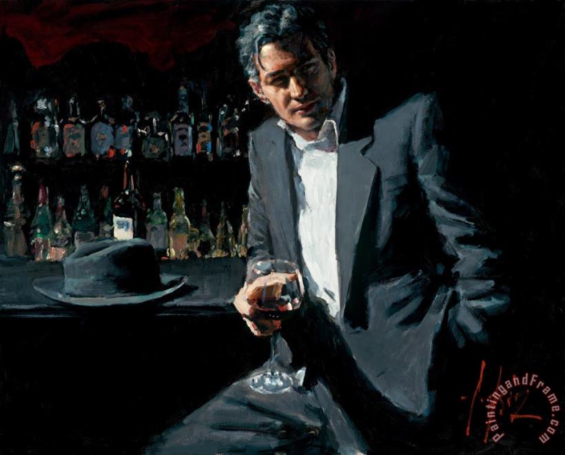 Fabian Perez Black Suit Red Wine Art Painting