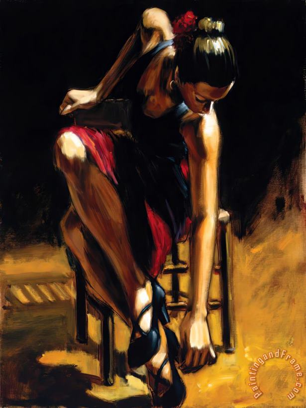 Fabian Perez Dancer in Red Skirt Art Painting