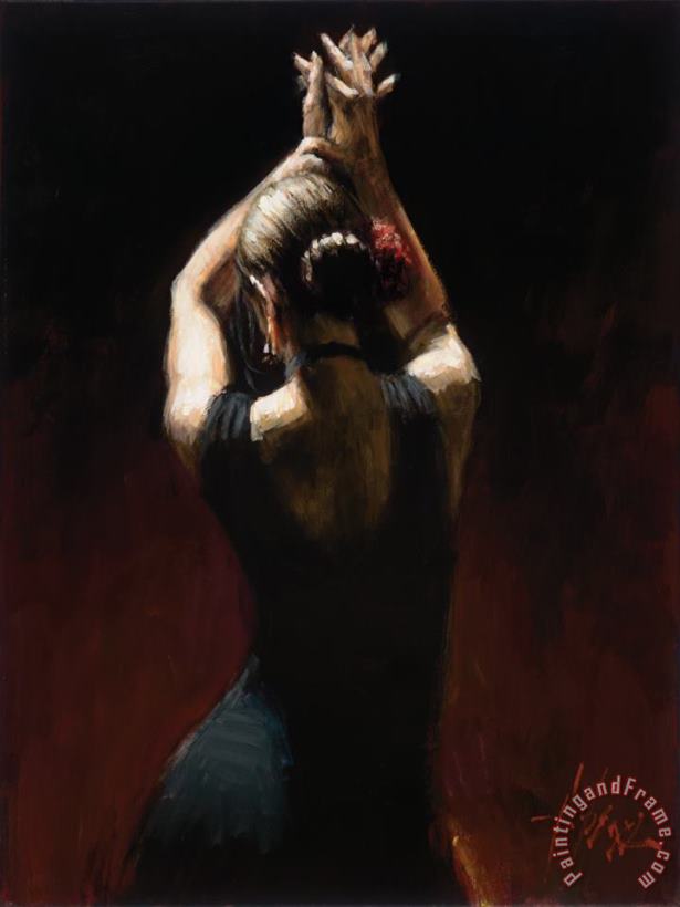 Fabian Perez Flamenco Dancer in Black Dress Art Painting
