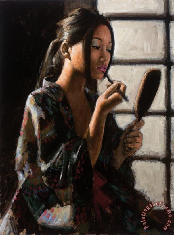 Fabian Perez Geisha with Mirror Art Painting