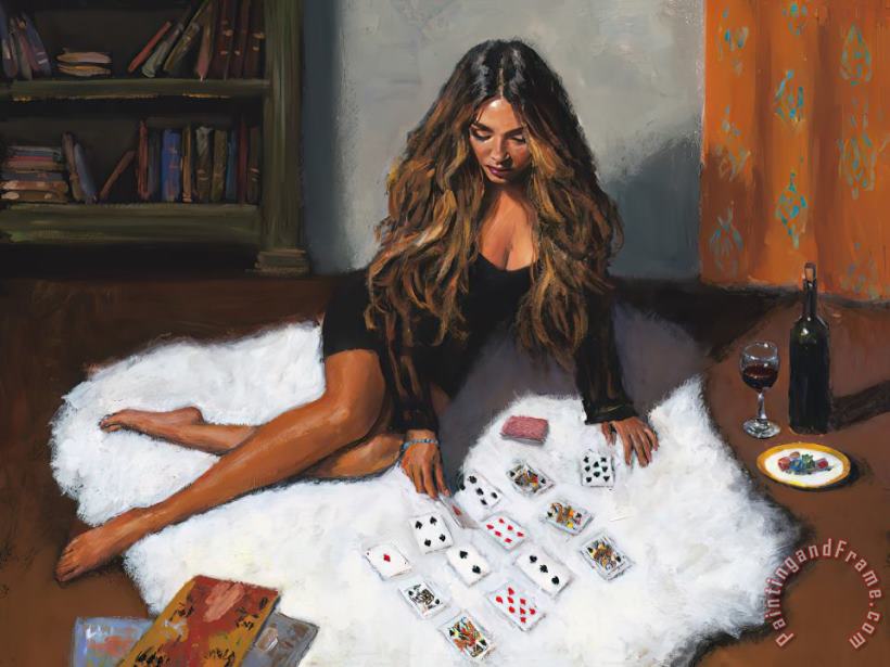 Fabian Perez Girl Playing Poker Art Print