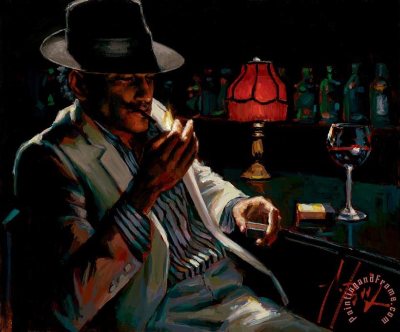 Man Lighting a Cigarette V painting - Fabian Perez Man Lighting a Cigarette V Art Print