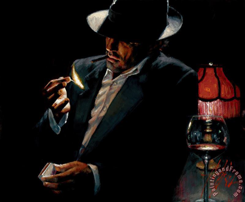 Fabian Perez Man Lighting Cigarette II Art Painting