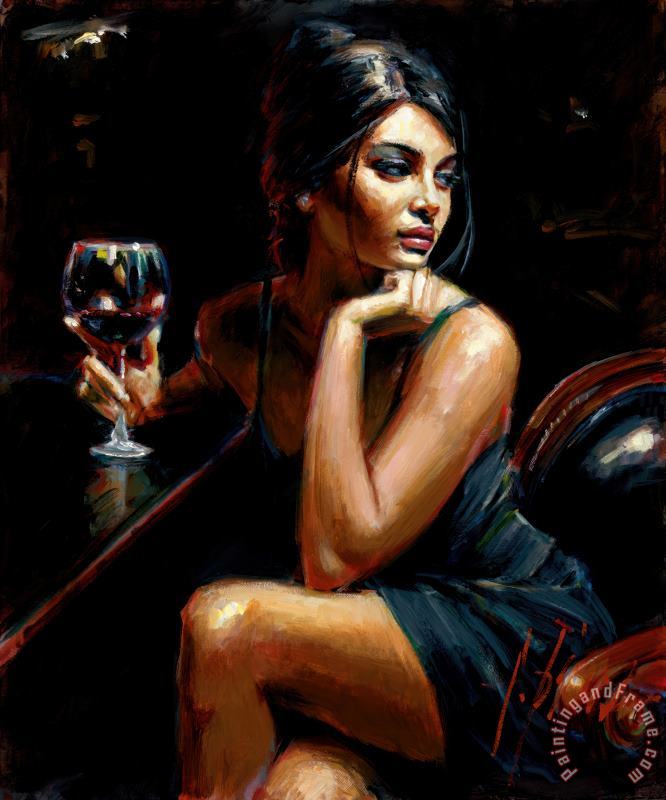 Fabian Perez Saba at Las Brujas IV with Red Wine Art Painting
