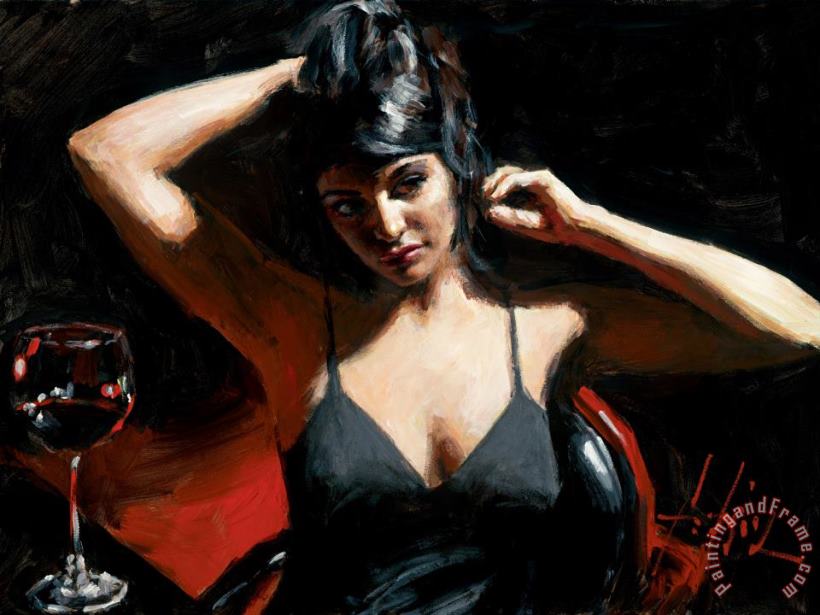 Fabian Perez Saba at Las Brujas with Red Wine Art Painting