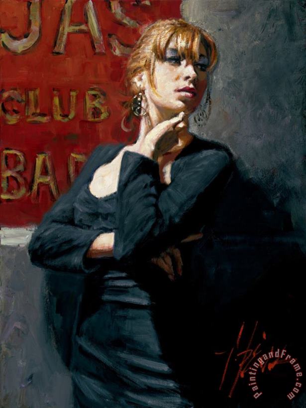 Sandra by The Red Sign painting - Fabian Perez Sandra by The Red Sign Art Print