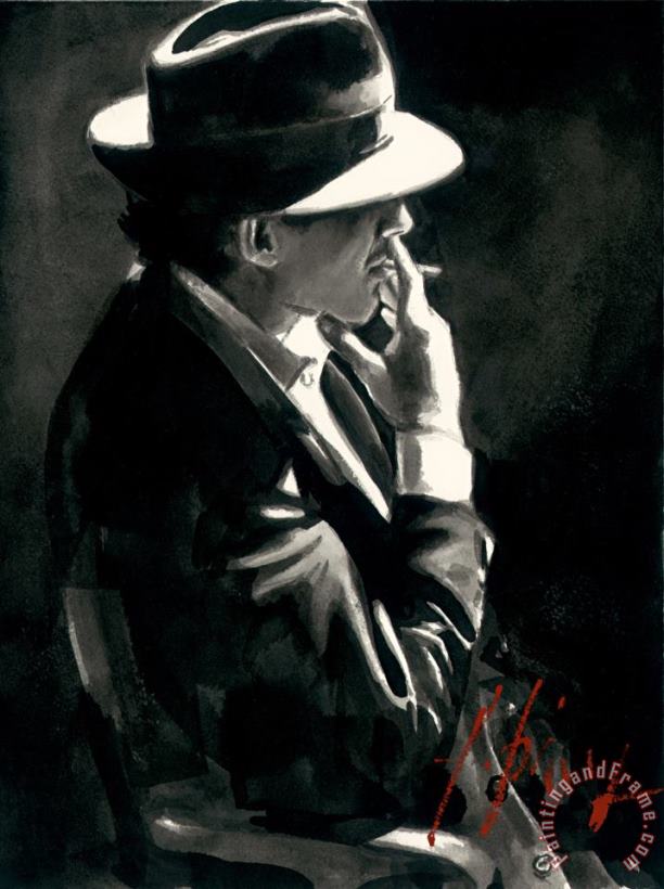 Fabian Perez Smoking Under The Light Art Print