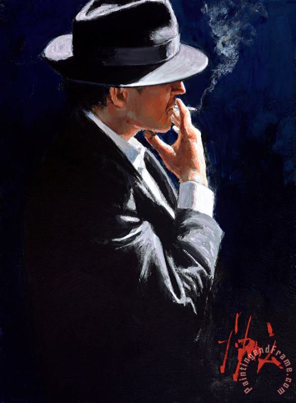 Fabian Perez Smoking Under The Light Art Painting