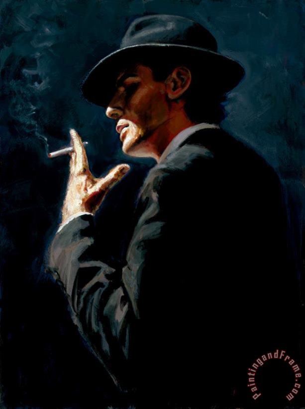 Smoking Under The Light III painting - Fabian Perez Smoking Under The Light III Art Print