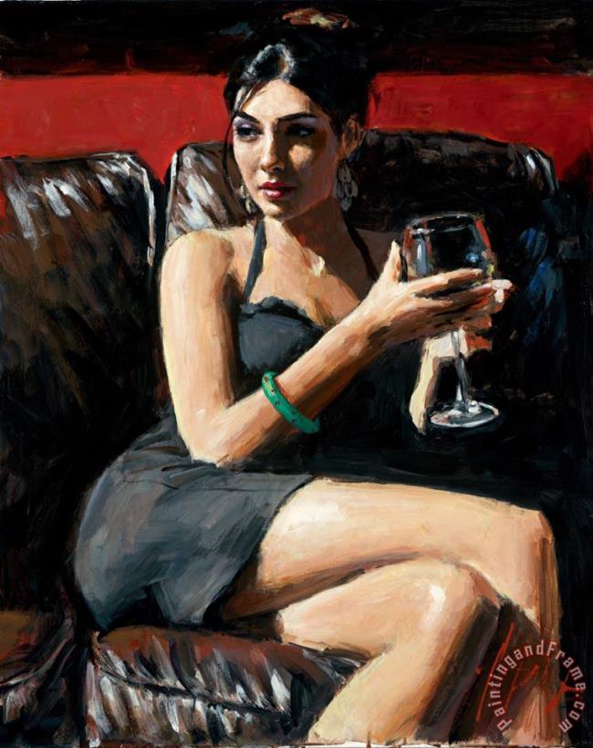 Fabian Perez Tess on Leather Couch Art Print