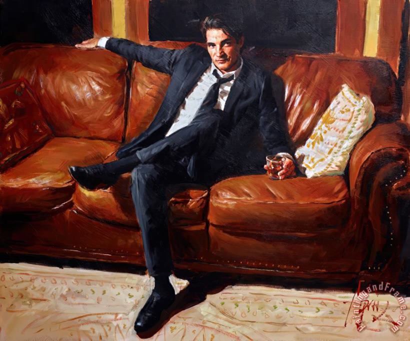 Fabian Perez Whiskey on The Couch Art Painting