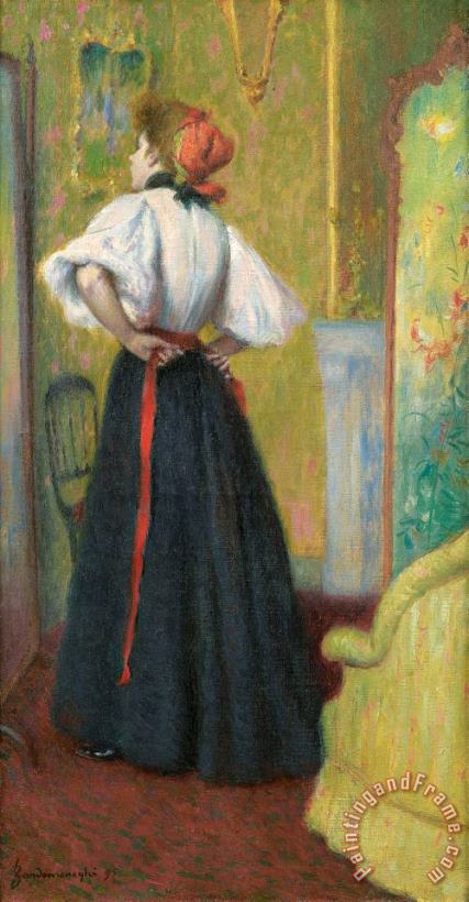 Devant La Glace, 1895 painting - Federico Zandomeneghi Devant La Glace, 1895 Art Print