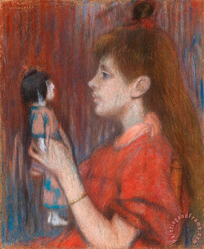 Girl with Doll, 1917 painting - Federico Zandomeneghi Girl with Doll, 1917 Art Print
