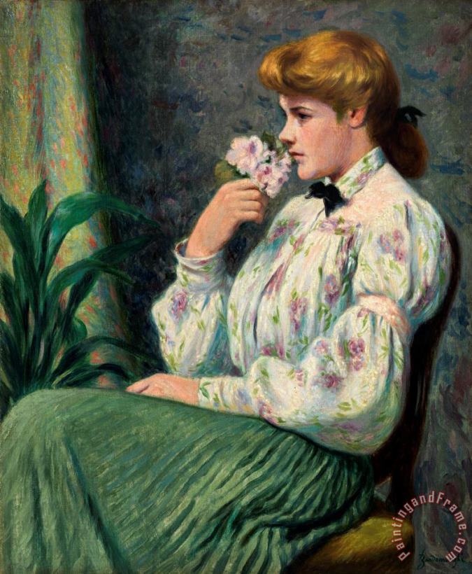 Federico Zandomeneghi Portrait of a Girl with a Flower, 1914 Art Painting