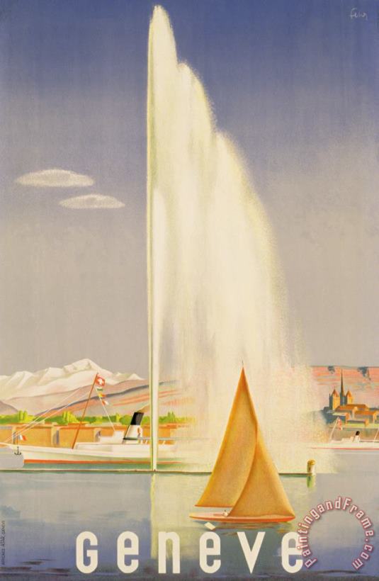 Advertisement for travel to Geneva painting - Fehr Advertisement for travel to Geneva Art Print