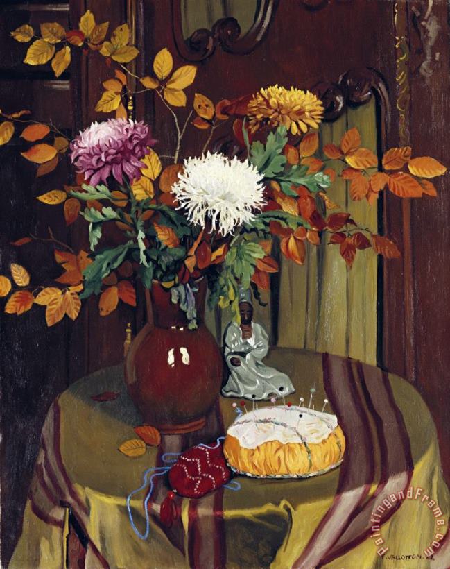 Chrysanthemums And Autumn Foilage painting - Felix Vallotton Chrysanthemums And Autumn Foilage Art Print