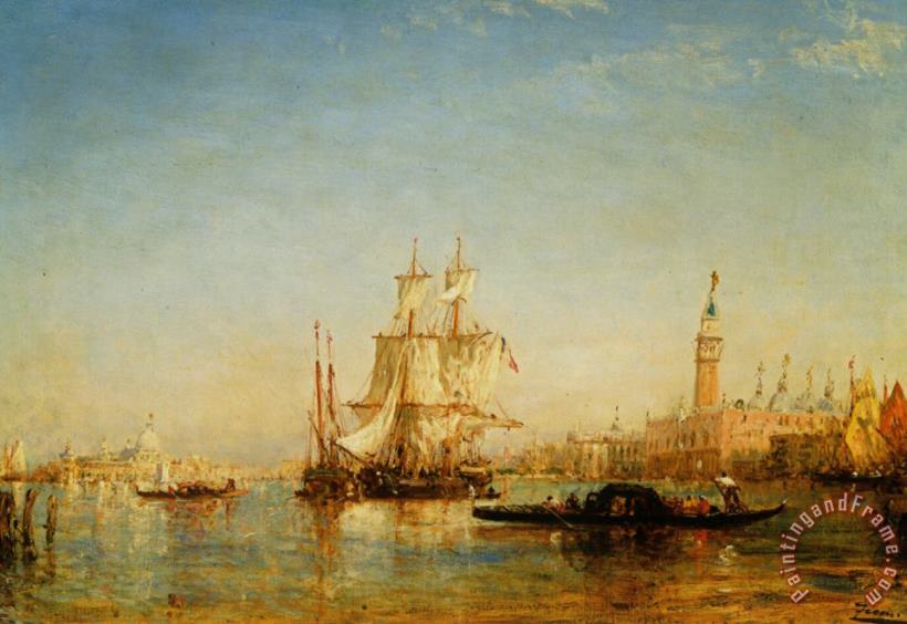 Felix Ziem Ships on Bacino De San Marco Art Painting