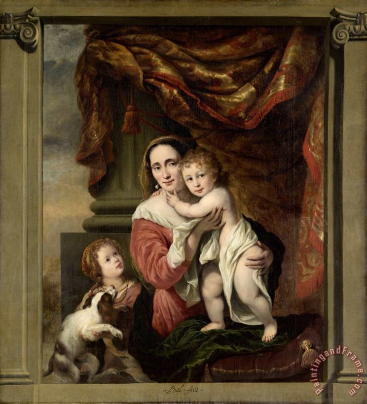 Ferdinand Bol Caritas: Joanna De Geer (1629 1691) with Her Children Cecilia Trip (1660 1728) And Laurens Trip (b. 1662) Art Print