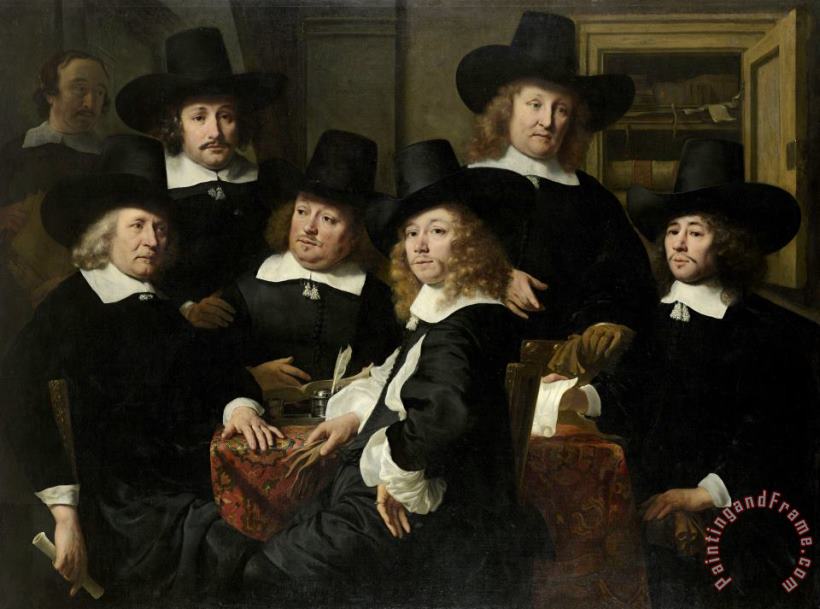 Ferdinand Bol Six Regents And The Beadle of The Nieuw Zijds Institute for The Outdoor Relief of The Poor, Amsterdam, 1657 Art Painting