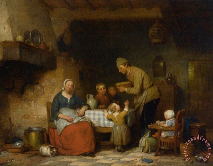 Ferdinand De Braekeleer A Peasant Family Gathered Around The Kitchen Table Art Print