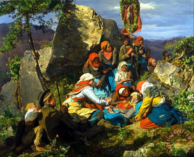 Ferdinand Georg Waldmuller The Interrupted Pilgrimage (the Sick Pilgrim) Art Painting
