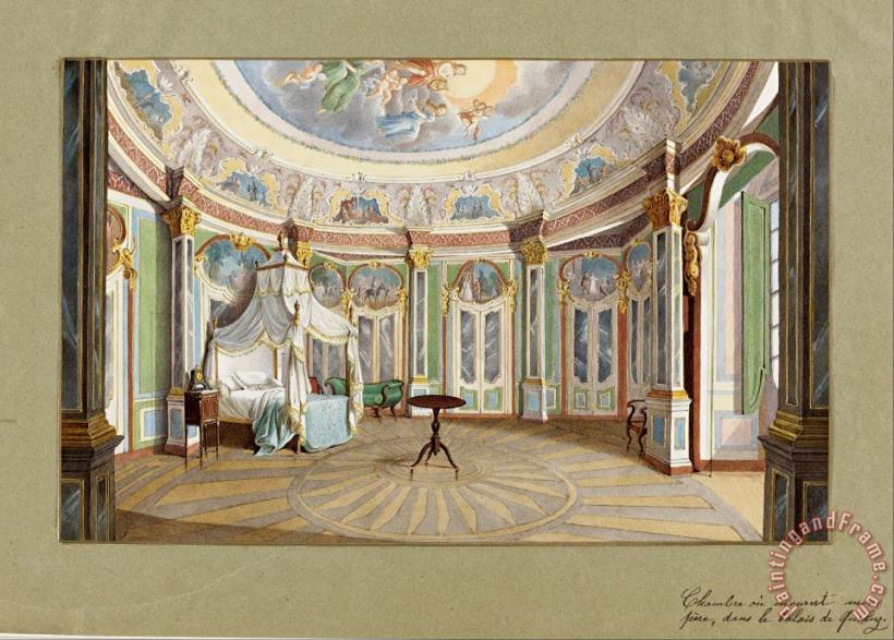 Bedroom of King Pedro IV of Portugal (emperor Dom Pedro I of Brazil), Palace of Queluz painting - Ferdinand le Feubure Bedroom of King Pedro IV of Portugal (emperor Dom Pedro I of Brazil), Palace of Queluz Art Print