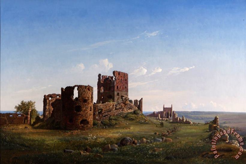 Ferdinand Richardt View of The Ruined Castle of Hammershus Art Print