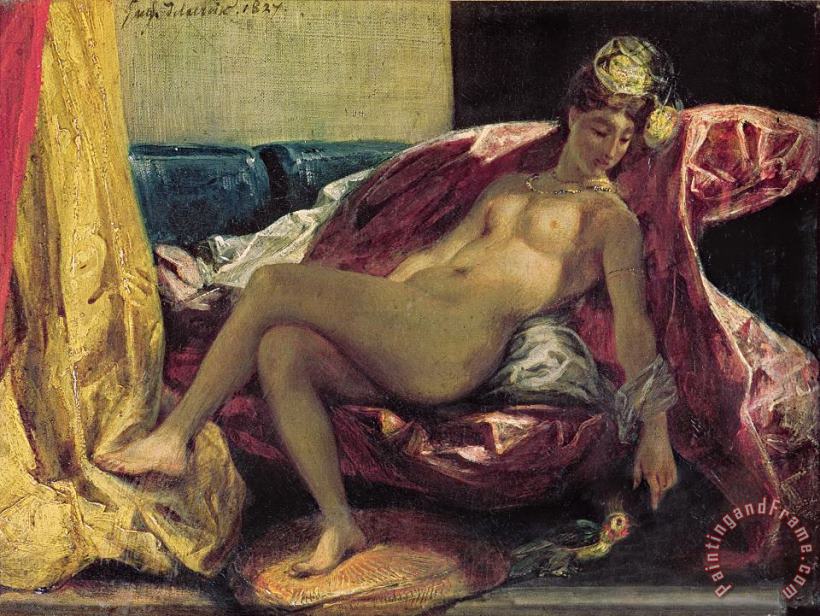 Reclining Odalisque painting - Ferdinand Victor Eugene Delacroix Reclining Odalisque Art Print