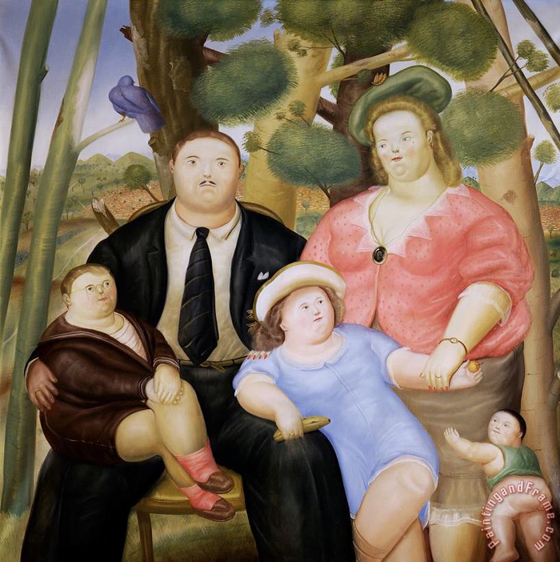 A Family painting - Fernando Botero A Family Art Print