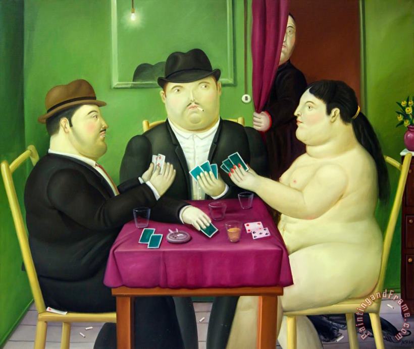 Card Players, 1991 painting - Fernando Botero Card Players, 1991 Art Print