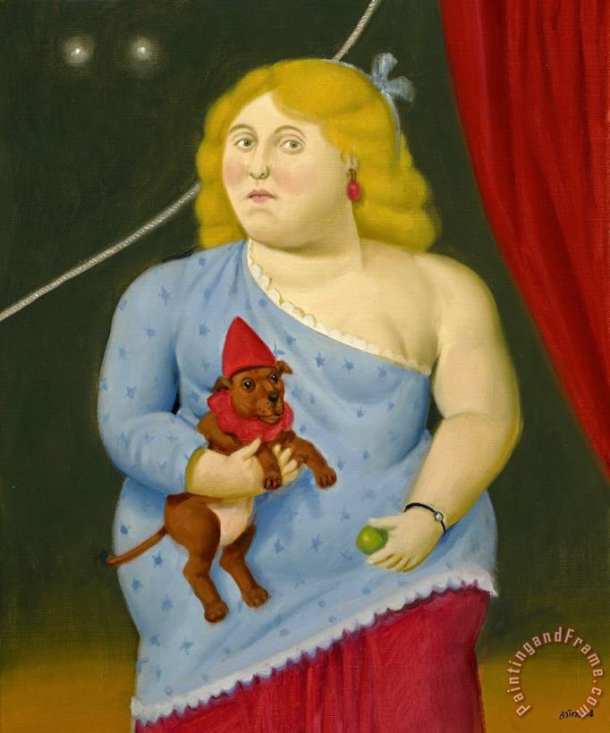 Circus Woman with Dog, 2008 painting - Fernando Botero Circus Woman with Dog, 2008 Art Print