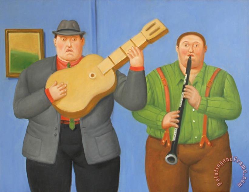 Dos Musicos (two Musicians), 2014 painting - Fernando Botero Dos Musicos (two Musicians), 2014 Art Print