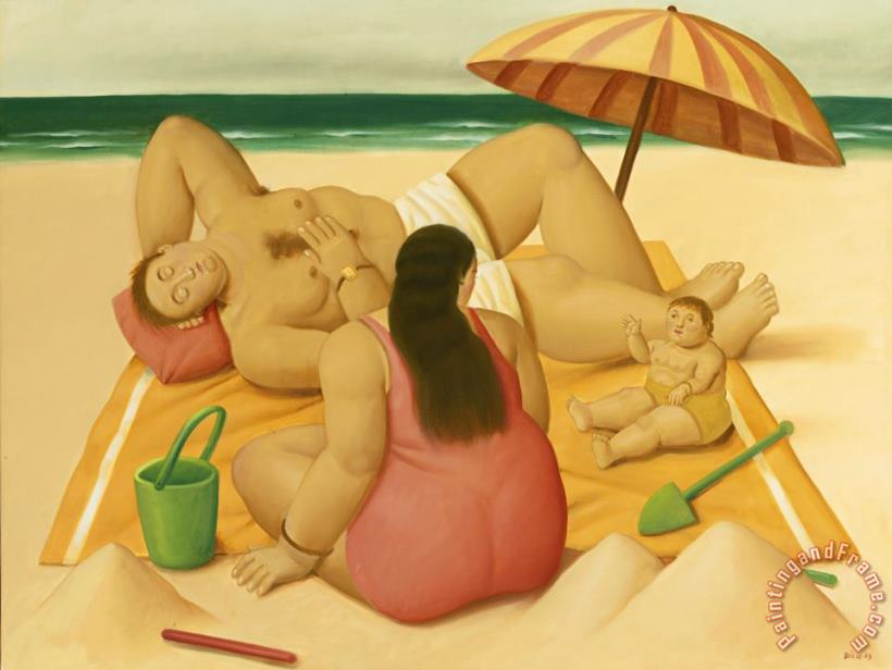 Fernando Botero Family on a Beach, 2009 Art Painting