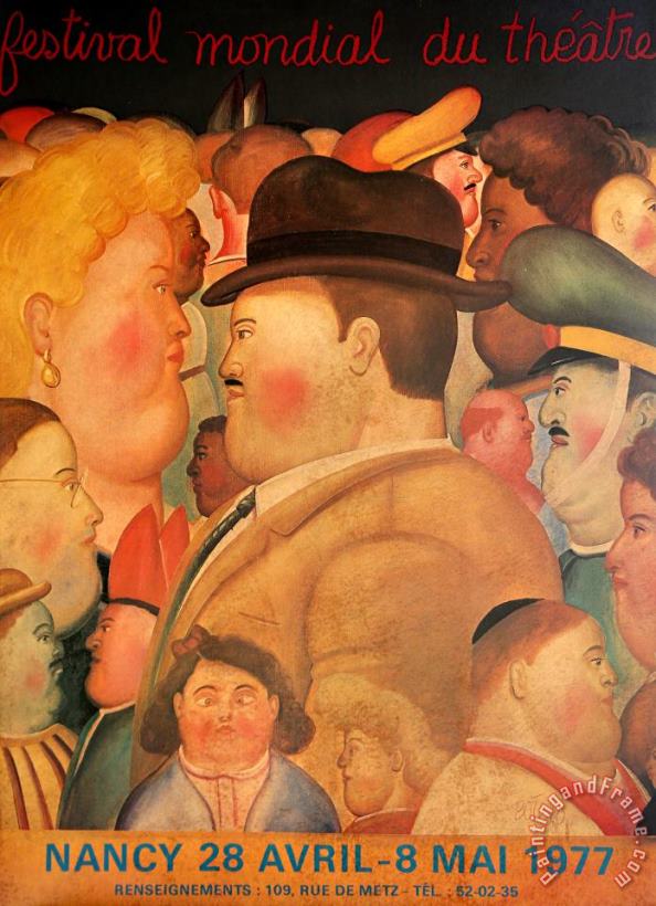 Fernando Botero Festival Mondial Du Theatre, 1977 Art Painting