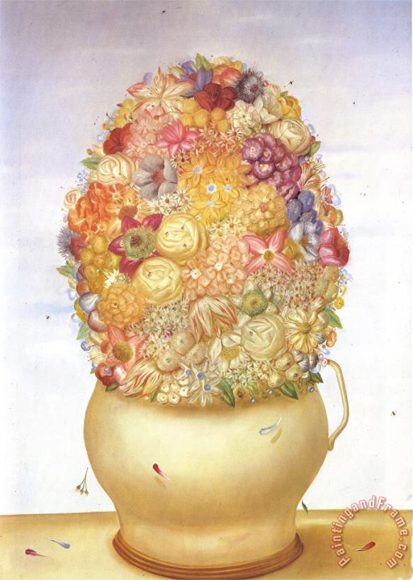 fernando botero Flower Pot Art Painting
