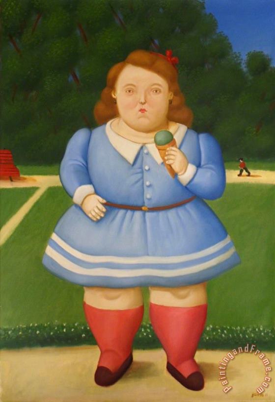 Girl with Icecream, 2011 painting - Fernando Botero Girl with Icecream, 2011 Art Print